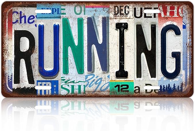 Vintage Sport Metal Tin Sign Running License Plate Wall Decor for Home Cafe Bar Pub 12 x 6 Inches - Bloomnest