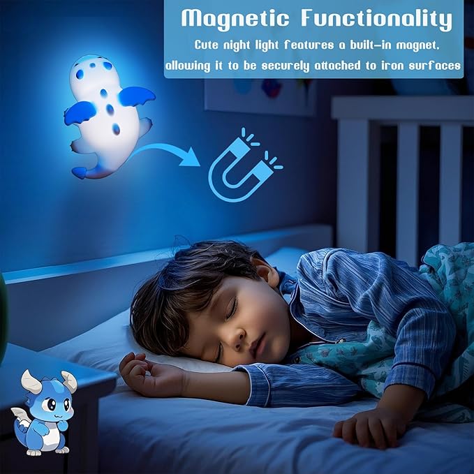 Dragon Night Light, Cute Baby Dragon Gifts, Soft Silicone Lamp with 3 Level Warm Light and RGB Changing, Breastfeeding Nursery Portable Kawaii Bedside Lamp for Baby, Toddler, Boys and Girls - Bloomnest