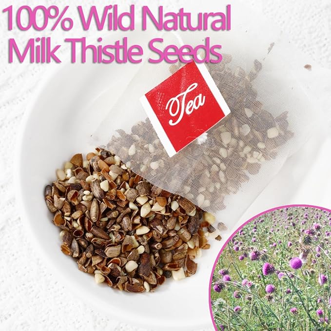 Premium 100 Milk Thistle Tea Bags, Made with 100% Wild Milk Thistle Seeds, for Liver Detox & No Additives & Caffeine Free. - Bloomnest