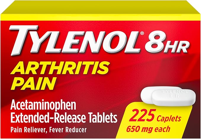 Tylenol Acetaminophen 650mg Extended Release Caplets, 8 Hour Arthritis Pain Relief, Joint Pain Reliever, Fever Reducer, Fast & Long-Lasting Relief, Oral Medicine for Minor Aches, 225 Count - Bloomnest