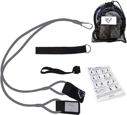 BB Bands Baseball Softball Resistance Training Bands - Arm Strength, Pitching Conditioning Equipment, 3 Strengths (Youth, Adult, Heavy), 7 Colors, Includes Anchor Strap, Door Mount, Bag, Workout Guide - Bloomnest