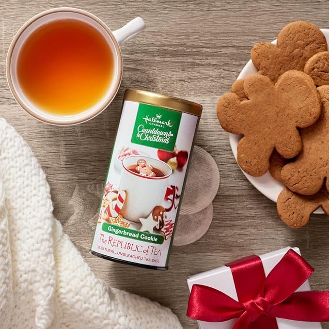 The Republic of Tea Hallmark Countdown to Christmas Gingerbread Cookie Herbal Tea, 36 Tea Bags - Bloomnest