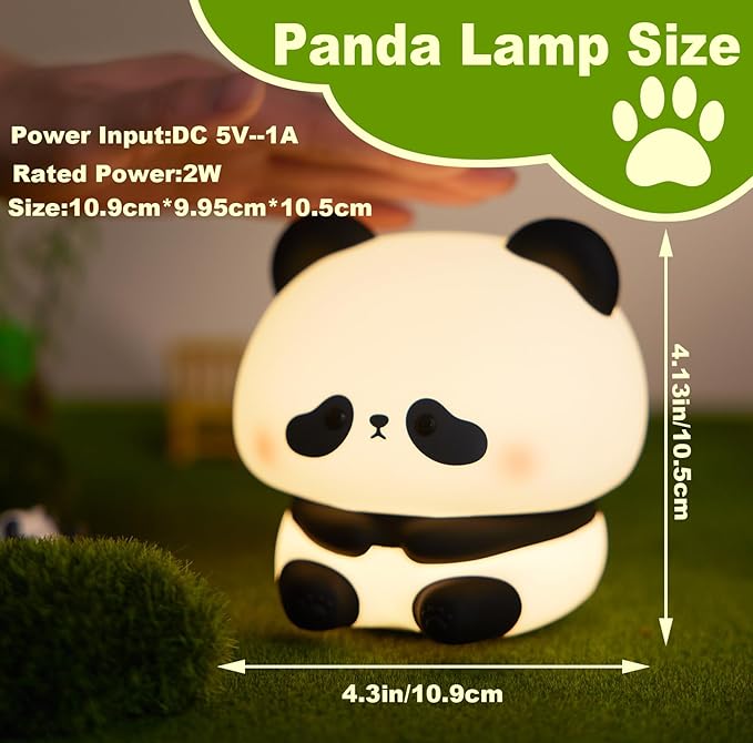 DREAMING MY DREAM Panda Night Light,LED Squishy Panda Novelty Lamp,3 Level Dimmable Nursery Nightlight, Rechargeable Touch Lamp for Breastfeeding Toddler Baby Kids Decor,Cool Gifts - Bloomnest