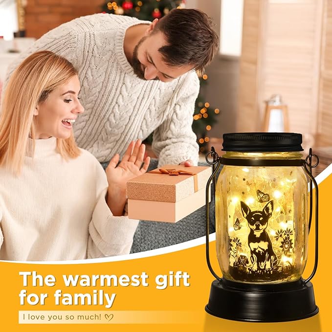 Chihuahua Gifts for Women/Men Chihuahua Solar Lanterns Dog Mom Birthday Dog Lovers Lantern Pet Loss Pet Memorial Lights Solar Garden Decoration Outside for Yard, Patio,Backyard,Porch Torches - Bloomnest