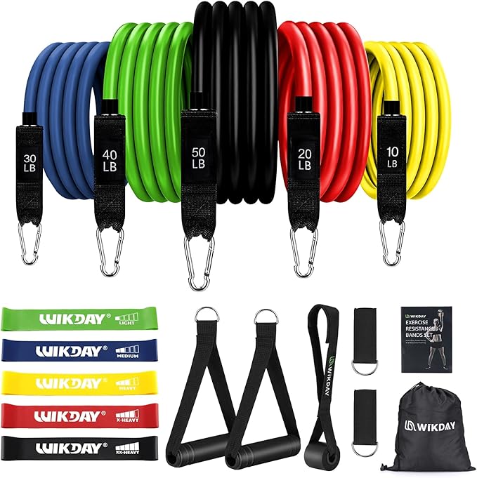 Exercise Resistance Bands with Handles for Working Out, 150/200/250/300 lbs Workout Bands Set with Door Anchor for Physical Therapy, Yoga, Pilates - Bloomnest