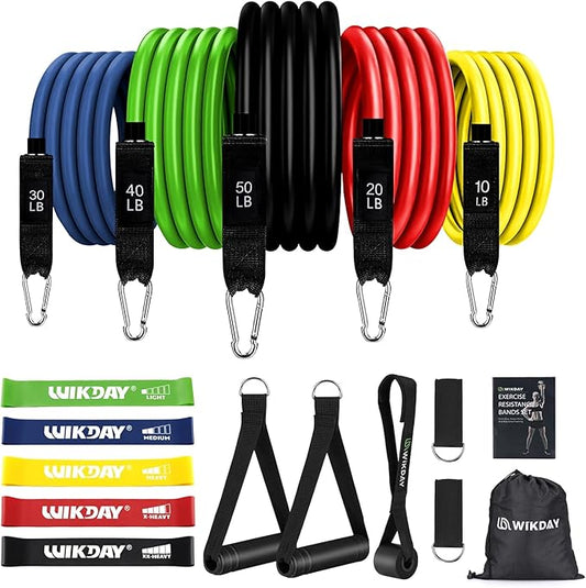 Exercise Resistance Bands with Handles for Working Out, 150/200/250/300 lbs Workout Bands Set with Door Anchor for Physical Therapy, Yoga, Pilates - Bloomnest