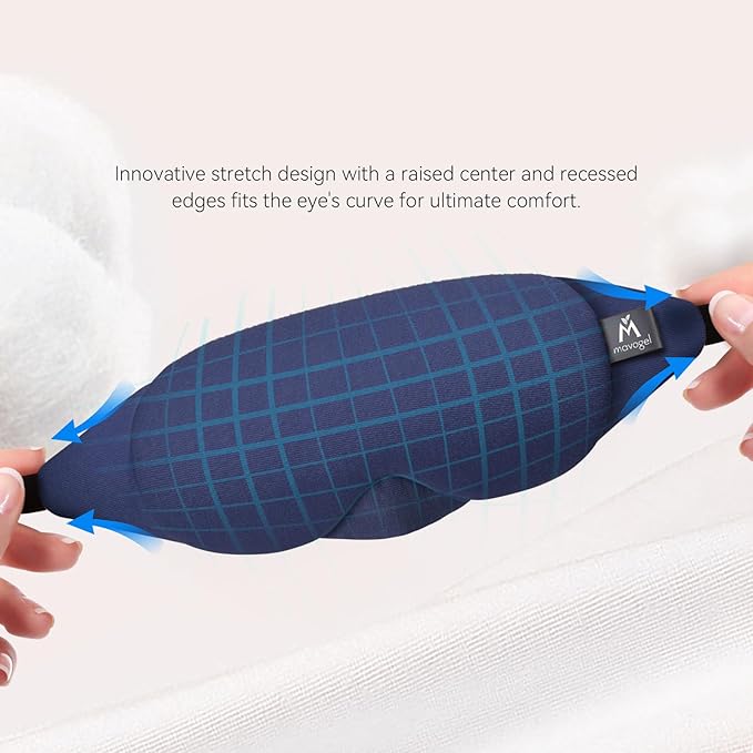 Mavogel Cotton Sleep Mask - 100% Handmade, Light Blocking Sleep Eye Mask with Updated Bending Nose Design, Soft Sleeping Mask for Women Men, for Sleep/Office/Naps, Includes Travel Pouch (Starry Blue) - Bloomnest