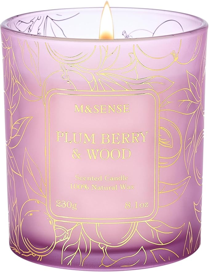 M&SENSE Fresh Melon Wooden Scented Soy Candles - Vegan, Naturally Scented, No Toxin Relaxing Candles for Stress Relief, 8.1oz 42-Hour Burn Time, Fall Winter Thanksgiving Christmas Housewarming Gift - Bloomnest