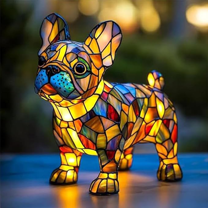 Dog lamp, 3D French Bulldog LED Table Lamp, Dyed Resin Desktop Night Lights,Cute Pet Dog Theme LED Table Lamps, Pet Themed Tabletop Decor (French Bulldog) - Bloomnest