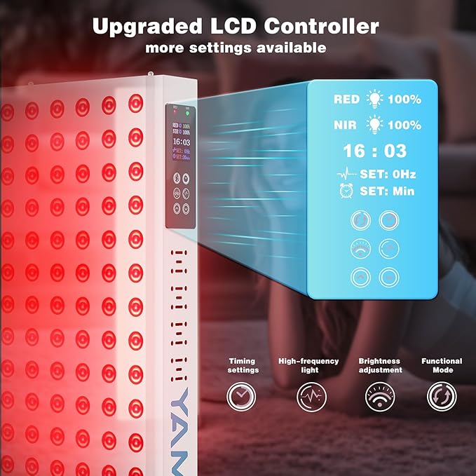 220W Red Light Therapy Panel Lamp for Face & Body - Infrared Red Light Therapy Device, Dual Chip | High Power LED Light Therapy for Skin, Recovery & Relaxation at Home - YA120 YAMURI