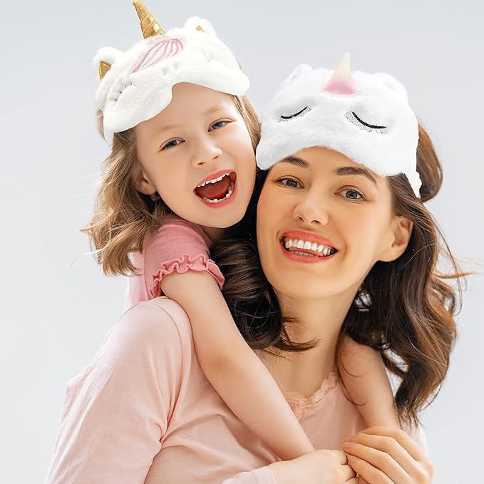SATINIOR 8 Pcs Cute Sleep Masks for Kids, Unicorn Kids Eye Mask, Funny Soft Plush Blindfold Eyeshade Eye Covers in Assorted Colors Travel Nap Sleep Lunch Break Overnight Party for Child Girls - Bloomnest