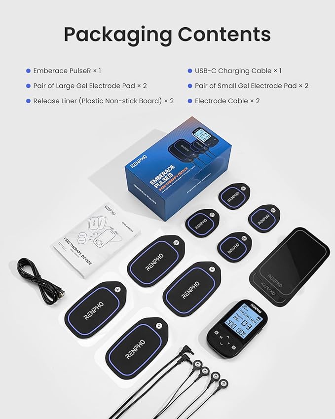 RENPHO TENS Unit Muscle Stimulator, 60 Programs EMS Unit for Back Pain Relief, Rechargeable TENS Machine with 20 Intensities, Muscle Growth Massager for Sciatica Shoulder Neck 8 Electrodes Pads RENPHO