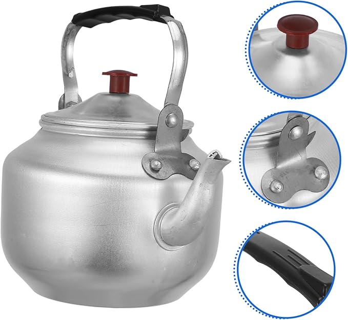 Aluminum Tea Kettle with Handle and Strainer Small Teapot for Home and Outdoor Use Polished Finish Safe Lightweight Cooking Pot for Boiling Water and Brewing Loose Leaf Tea - Bloomnest