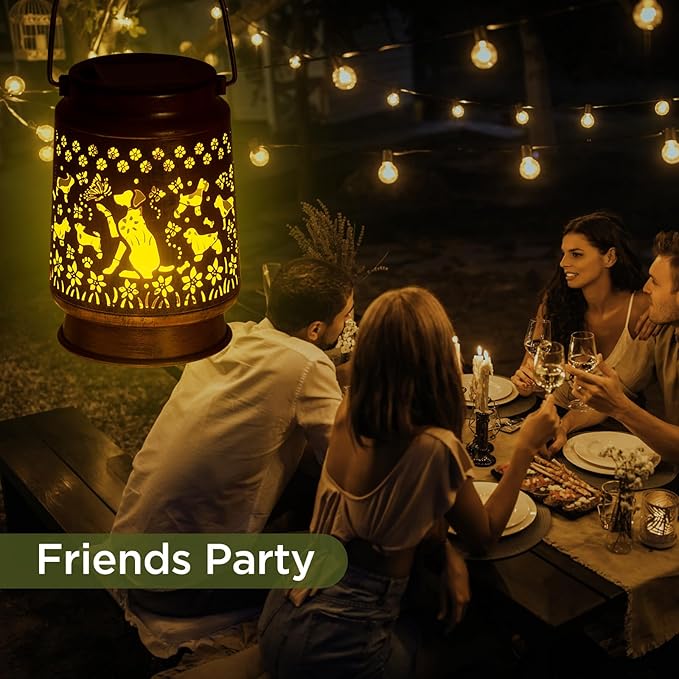 Styleonme Dog Lover Solar Light, Mother's Day Lantern Gift for Mom Grandma Women Sister, Hanging Image Dogs Lanterns, Yard Corridor Garden Decor, Thanksgiving Day, Birthday Gifts - Bloomnest
