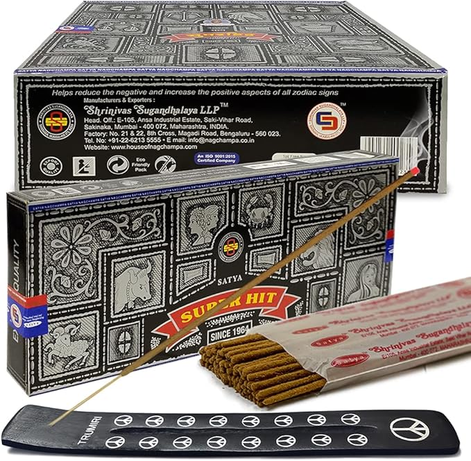 Super Hit Incense Sticks 100g and Holder Bundle - Pack of 6 (Approx 600 Sticks) - Bloomnest