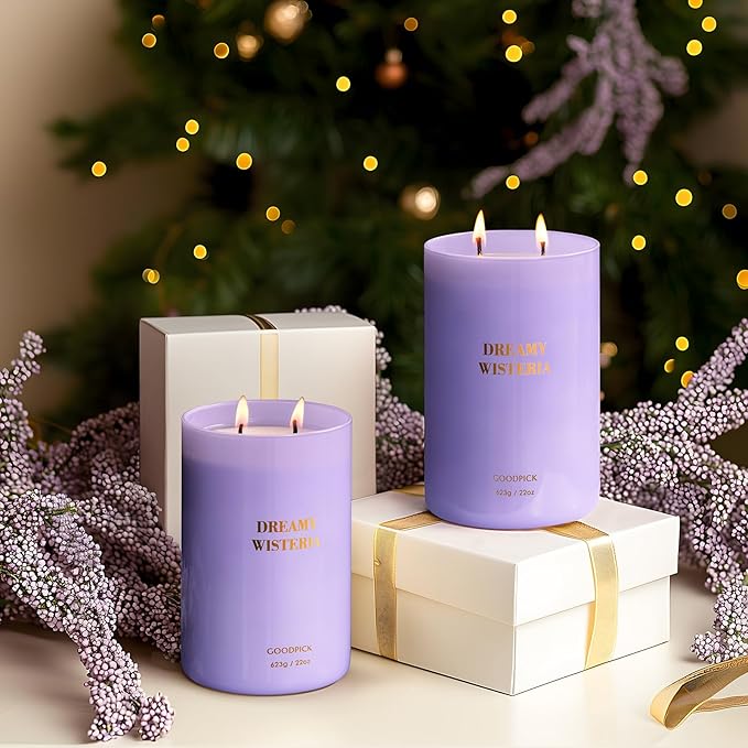 Goodpick Scented Candles, Wisteria Lavender Gifts for Women, Soy Candles for Home Scented, 22oz Long-Lasting Highly Scented - Bloomnest