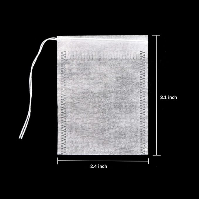 100 Pcs Disposable Tea Bags for Loose Leaf Tea, Biodegradable Tea Filter Bags with Drawstring, Corn Fiber Empty Tea Bags for Loose Leaf Tea (3.54 x 2.75 inch) - Bloomnest