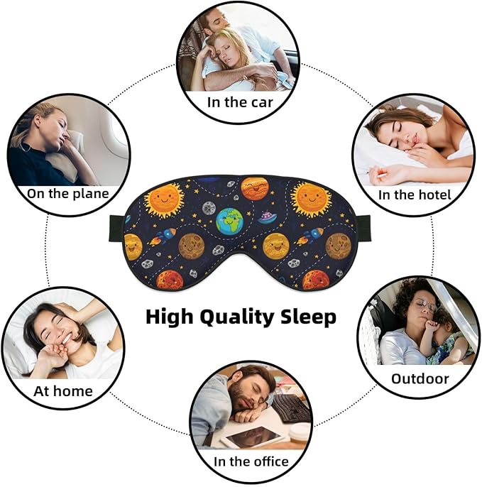 Outer Space Planets and Star Sleeping Eye Mask Stars and Comets Eye Mask for Sleeping Soft Comfort Eye Shade Blackout Eye Cover for Deep Rest Travel Nap Meditation - Bloomnest