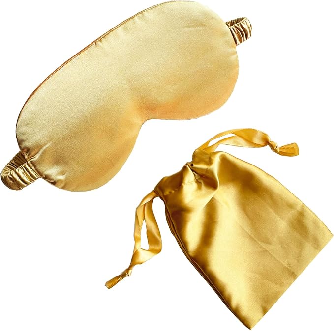 Silk Eye Mask for Sleeping - Satin Eye Cover with Silk Storage Bag Golden - Bloomnest