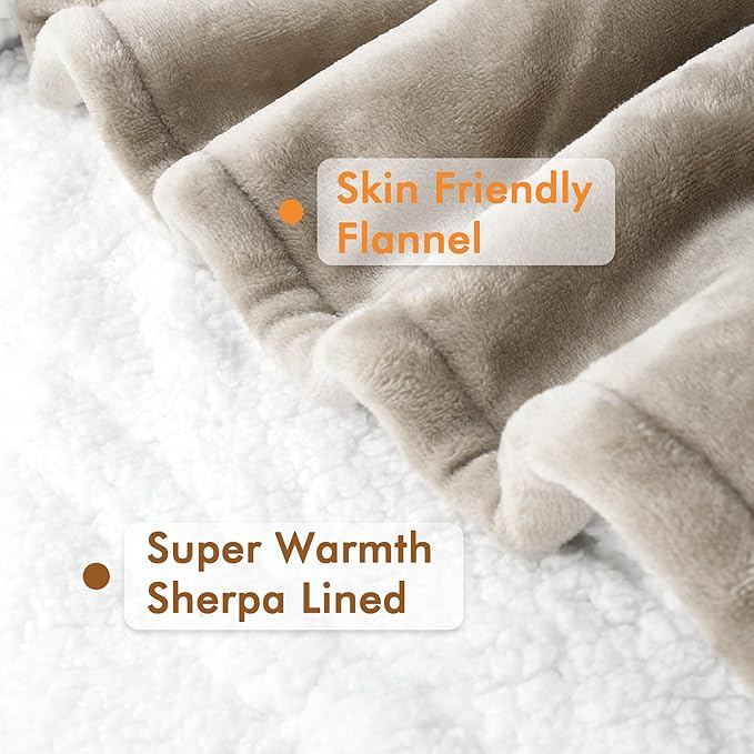 Tirrinia Sherpa Wearable Blanket With Sleeves, Full Body Throw Reading Wrap TV Blankets - Bloomnest