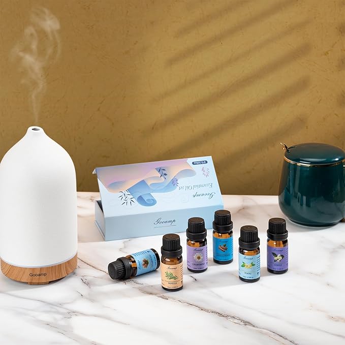 Essential Oils Set-Top 6 Organic Blends for Diffusers, Candle Making, Aromatherapy, Humidifiers, Gifts - Vanilla,Neroli,Chamomile, Sandalwood, Ylang,Cedarwood(6X0.33 fl oz) - Bloomnest