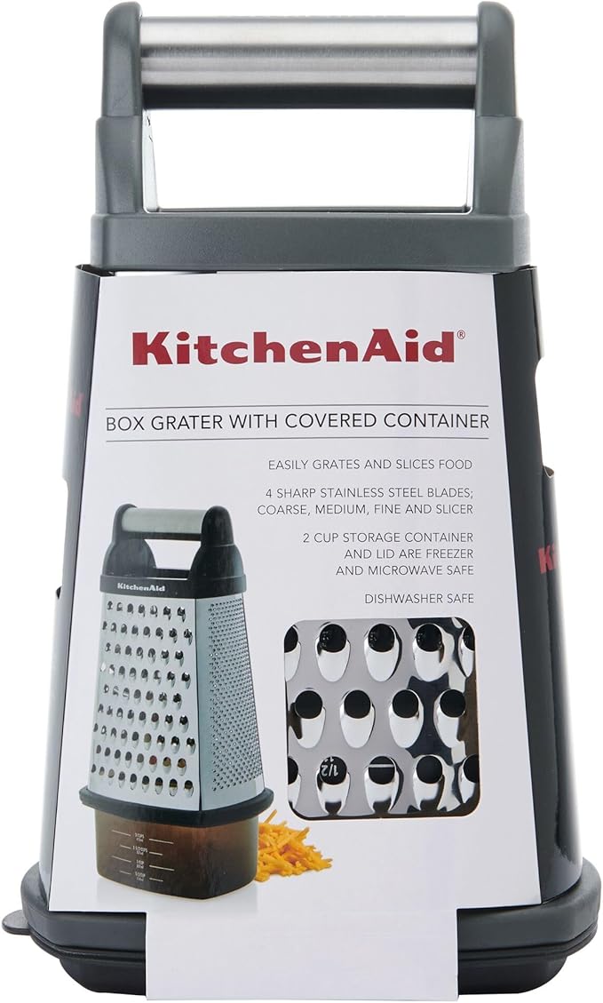 KitchenAid Gourmet Box Grater, Charcoal Gray, 10 Inch - Bloomnest