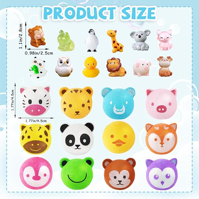 Bath Bombs for Kids with Surprise Toys Inside, 12 Pcs Bubble Bath Fizzy Balls with 12 Animal Shapes, Natural Bath Bombs Easter Christmas Children's Day Gift Set for Kids Girls Boys Toddlers - Bloomnest