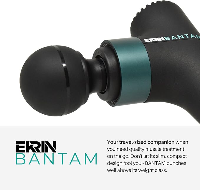 Ekrin Athletics Bantam Mini Massage Gun - Compact Deep Tissue Muscle Massager with Adjustable Speeds & 4 Attachments - Long Battery Life, Lightweight, Travel Friendly - Bloomnest
