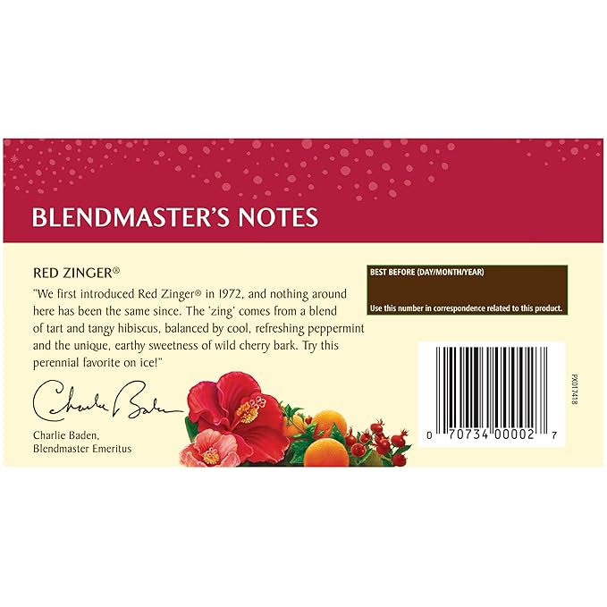 Celestial Seasonings Hibiscus Tea, Red Zinger Herbal Tea, Caffeine Free, 20 Tea Bags (Pack of 2) - Bloomnest