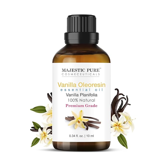 Majestic Pure Vanilla Essential Oil with Glass Dropper - 0.3 Fl Oz - 100% Pure and Natural Vanilla Oil - Premium Grade Essential Oils for Diffuser, Aromatherapy, Soap and Candle Making - Bloomnest