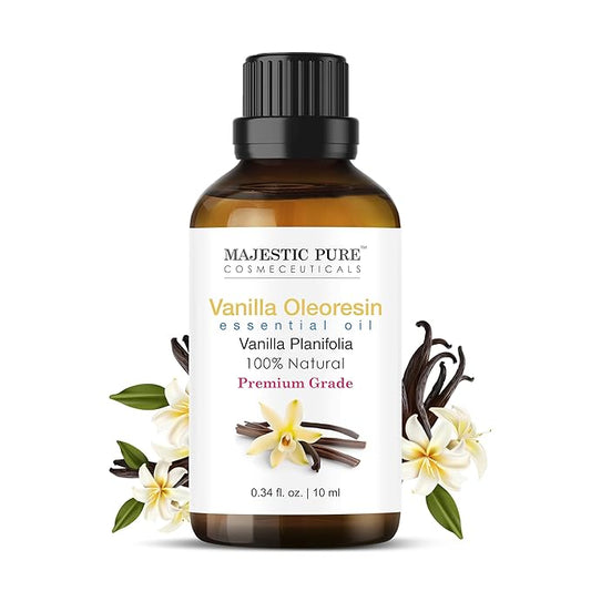 Majestic Pure Vanilla Essential Oil with Glass Dropper - 0.3 Fl Oz - 100% Pure and Natural Vanilla Oil - Premium Grade Essential Oils for Diffuser, Aromatherapy, Soap and Candle Making - Bloomnest