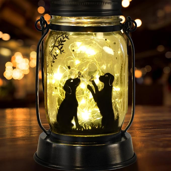 kyoryuger Dog Solar Lanterns 3in1 Dog Lights Garden Decor Gifts for Women Mom Grandma Unique Teen Girl Gifts for Dog Lovers Decorative Pet Memory Lanterns for Yard Lawn Patio Landscape - Bloomnest
