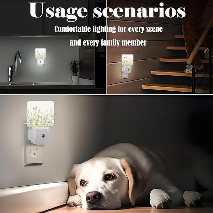 Wildflowers in Full Bloom Night Light,Plug Into Wall Decor for Stairway,Hallway,Kitchen,Dusk to Dawn Sensor Nightlights for Boys/Girls/Women/Men Room Gifts - Bloomnest