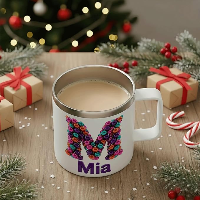 Personalized Christmas Insulated Coffee Mug with Handle – Double Wall Stainless Steel Travel Tumbler for Hot & Cold Drinks – Unique Holiday Gift for Men, Women, & Kids(B127) - Bloomnest