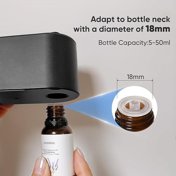 Waterless Essential Oil Diffuser, Mini Scent Air Machine, Aromatherapy Atomizing Diffuser, 3 Mist Modes, Cycle Start for Bedroom, Home, Office 160-700 sq. ft Scent Black - Bloomnest