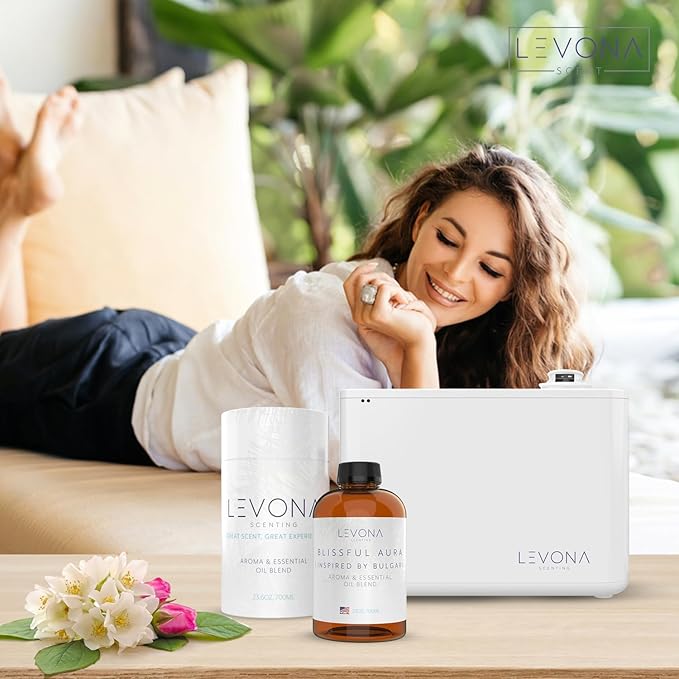 Levona Scent Essential Oils for Diffuser: Blissful Aura Diffuser Oil with Notes of Amber, Musk & Jasmine - Home Luxury Scents for Hotel - Fragrance Oil - 700 Ml Essential Oil - Bloomnest