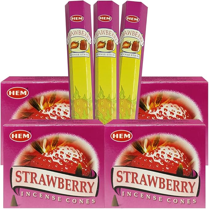 Strawberry Incense Sticks and Cone Incense Holder Variety Pack Bundle insence insense insienso TRUMIRI
