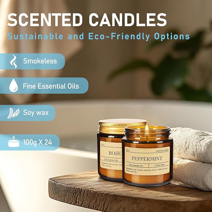 Scented Candle Set 24 Pack, Candle for Home Scented, Odor Eliminating, Stress Relief, Long Lasting Soy Wax Gift Set - Bloomnest