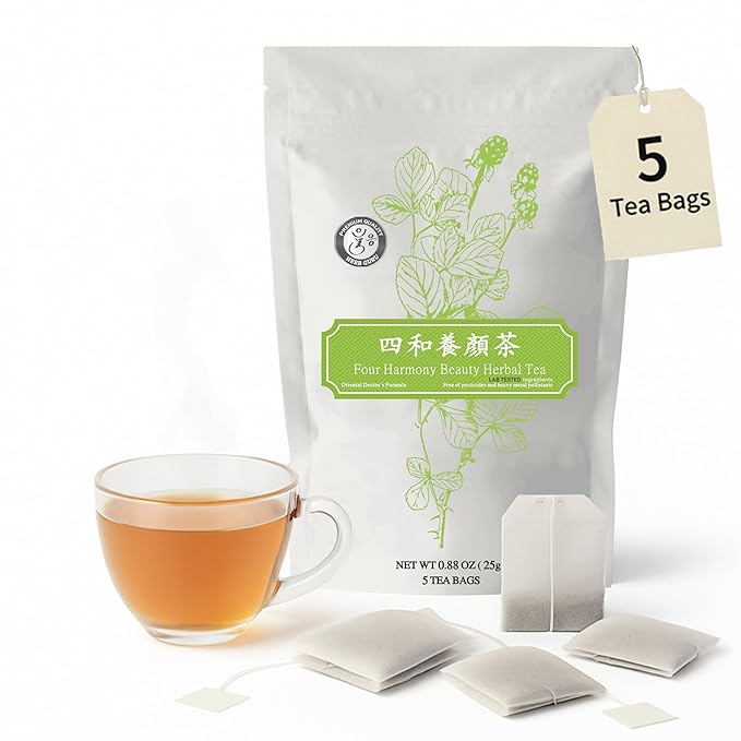 Herb Guru Four Harmony Beauty Herbal Tea Bags With Ginger, Honey, Orange Peel | Herbal Tea Blend For Beauty Balance And Relaxation Gifts | Premium Teas Infused With Nourishing Botanicals