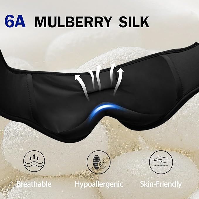 TOPOINT Sleep Mask with Bluetooth Headphones, Breathable Silk Eye Mask for Sleeping Men Women, Bluetooth Sleep Mask Blackout with Speakers, Microphone Handsfree, USB C for Travel Meditation Gifts - Bloomnest