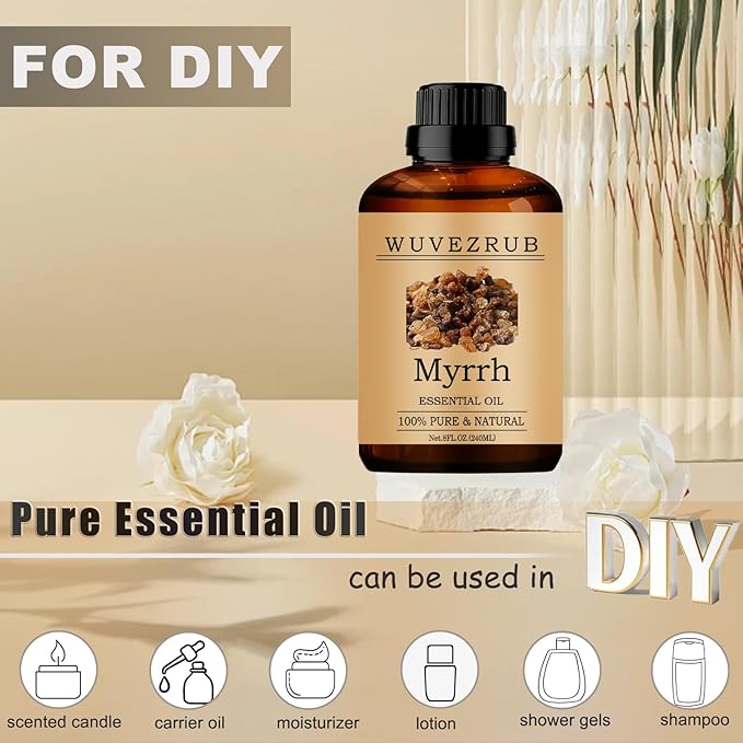 Myrrh Essential Oils 240ML, 100% Pure and Natural Essential Oil for Aromatherapy Diffuser - 8 Fl Oz/Myrrh WUVEZRUB