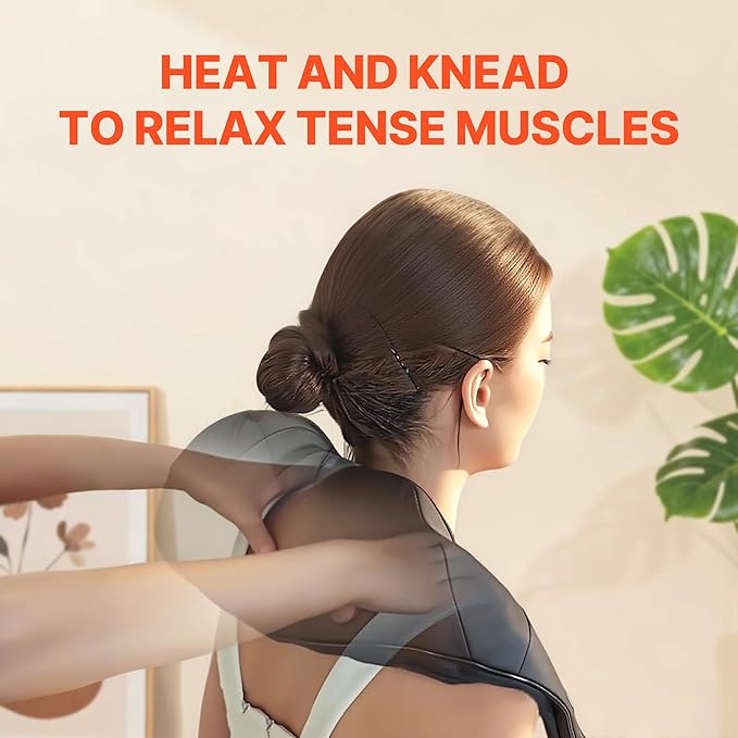 Neck Shoulder Massager with Heat - Rechargeable Back and Neck Massage Pain Relief Deep 5D Tissue Shiatsu Kneading Massager for Shoulder Back Leg Gifts for Mom Dad Men Women Her Him