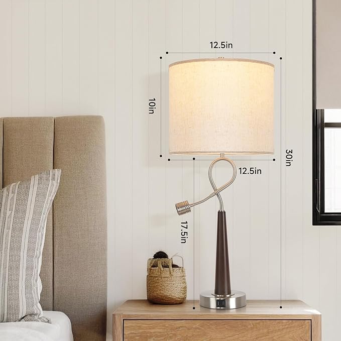 Rustic Farmhouse Table Lamps Wood Grain Swept Table Lamp Four Way Dimming Night Light Led Lamp Bedside Table Lamps Set Reading Lights,Suitable for Bedroom, Living Room, Desk - Bloomnest