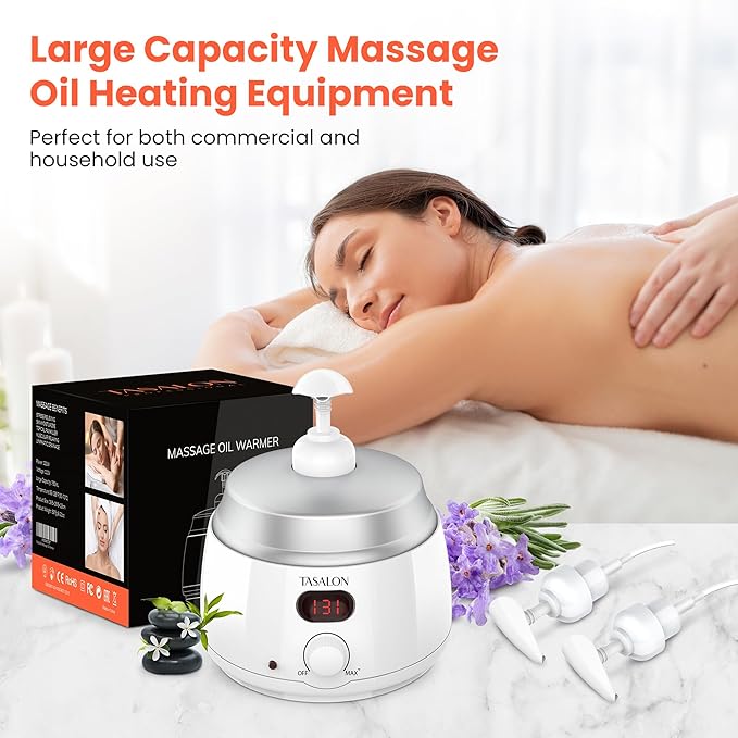 TASALON Professional Massage Oil Warmer with 2 Lockble Pump, 750ml Digital Massage Oil Heater, Electric Lotion Warmer Dispenser, Automatic Heated Lotion Dispenser for SPA, Salon, Barber, Home Use - Bloomnest