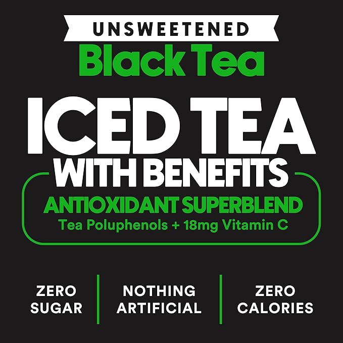 Ryl Iced Tea, Unsweetened Black Tea, Antioxidant Superblend, Zero Sugar, Zero Carb, Zero Calorie Iced Tea, 16.0 Fl Oz (12-Pack) - Bloomnest