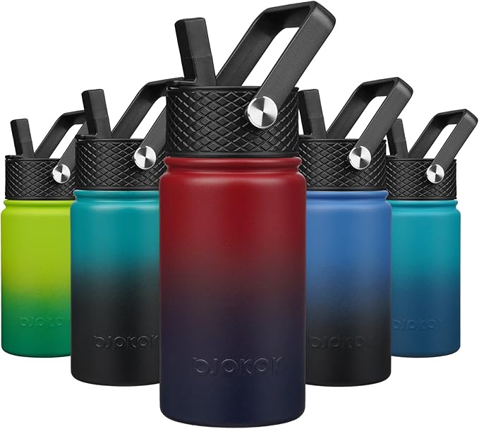 BJPKPK Insulated Water Bottle with Straw Lid, 15oz Cute Water Bottles, Stainless Steel Metal Thermo, Reusable BPA Free Leak Proof Tumblers, Cups,Charming Red - Bloomnest