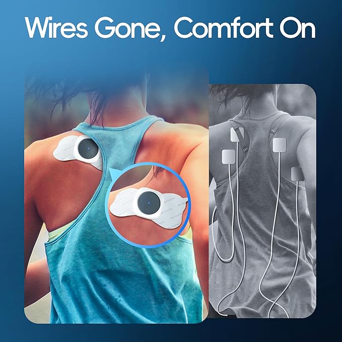 Comfytemp Wireless TENS Unit Machine for Pain Relief, FSA HSA Eligible TENS Unit Muscle Stimulator with Two Sets, Up to 30 Modes TENS Device for Back Pain, Rechargeable Portable with APP Control Comfytemp