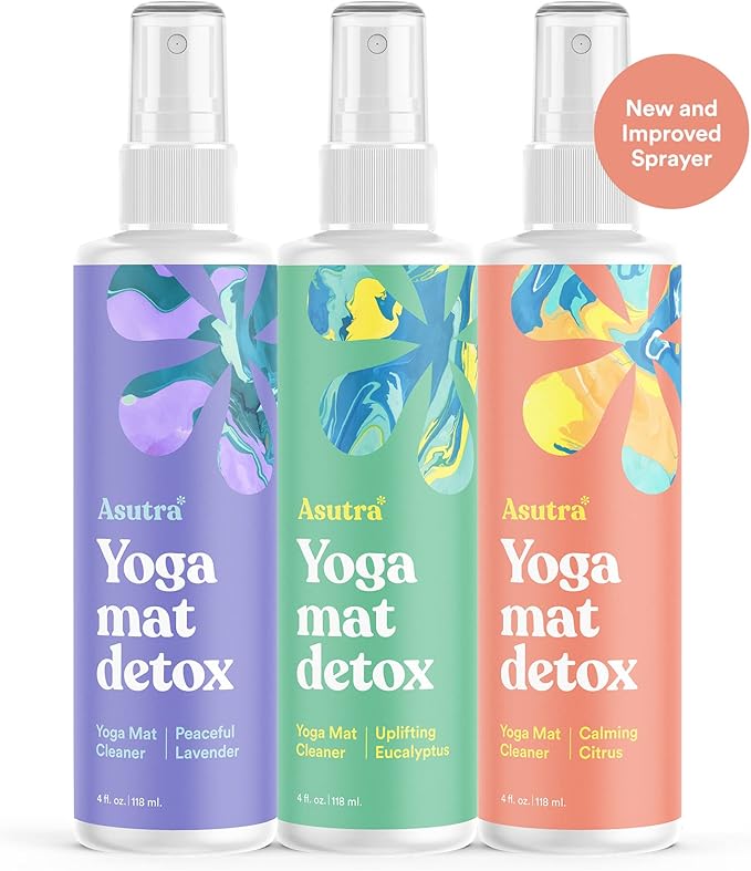ASUTRA Yoga Mat Cleaner Spray Variety Pack (Lavender, Eucalyptus, Citrus), 4 fl oz Each (Pack of 3) - No Slippery Residue, Organic Essential Oils, Deep-Cleansing for Fitness Gear & Gym Equipment - Bloomnest