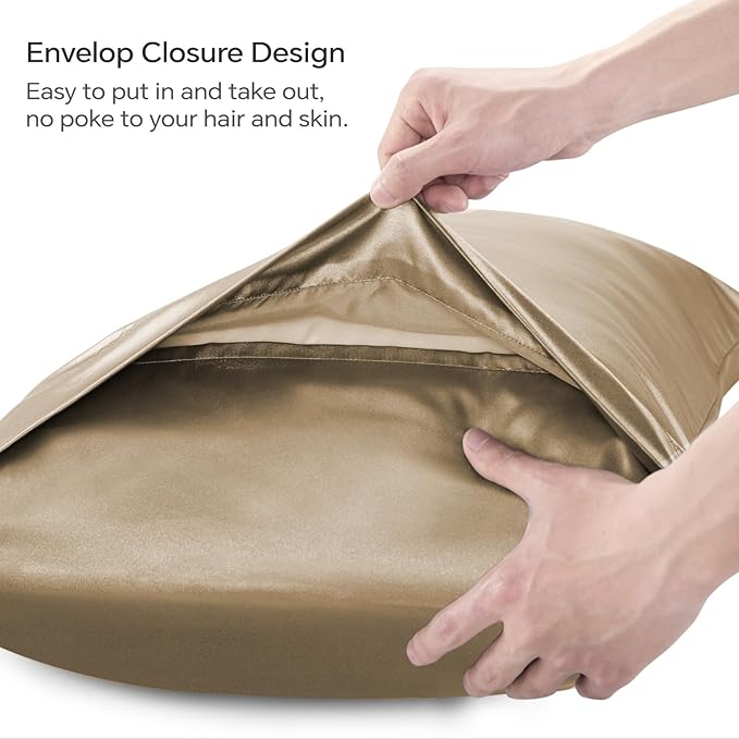 BEDELITE Satin Body Pillow Cover, Super Soft and Cooling Body Pillow Pillowcase for Hair and Skin, Breathable Silky Full Long Pillowcase Cover(20"x54", Tawny Brown) - Bloomnest