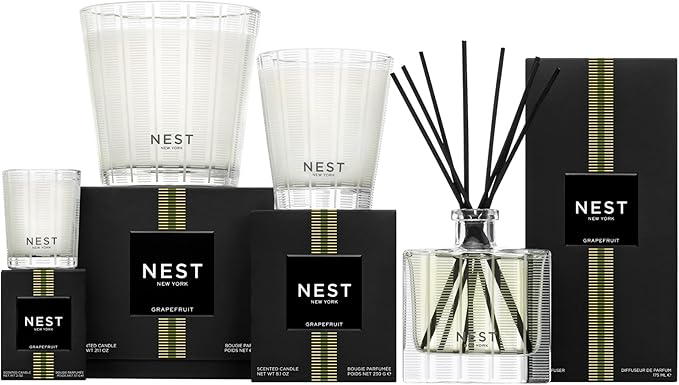 NEST New York Scented Classic Candle, Grapefruit - 8.1 oz - Up to 60-Hour Burn Time - Reusable Glass Vessel - Bloomnest